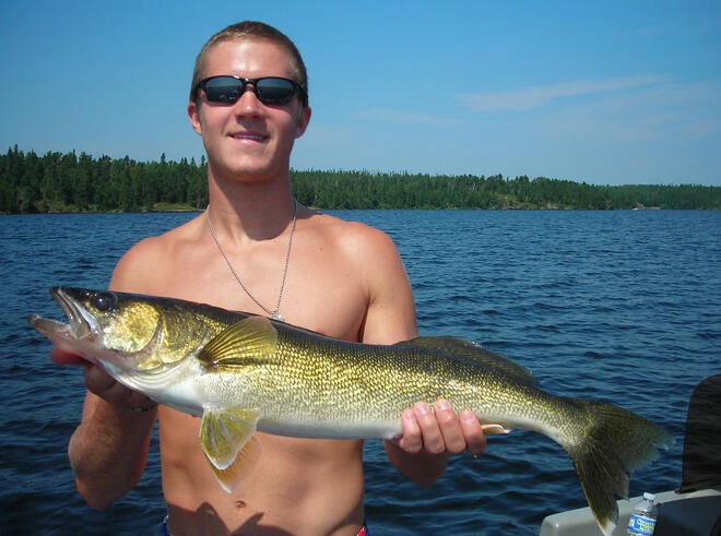 Walleye fishing on Eagle Lake, Ontario, Canada