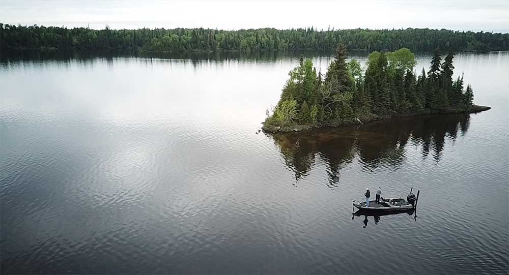 aerial lake fishing boat
