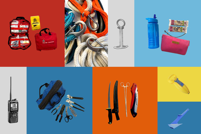 PWC selection of tools and items to pack on a colourful background