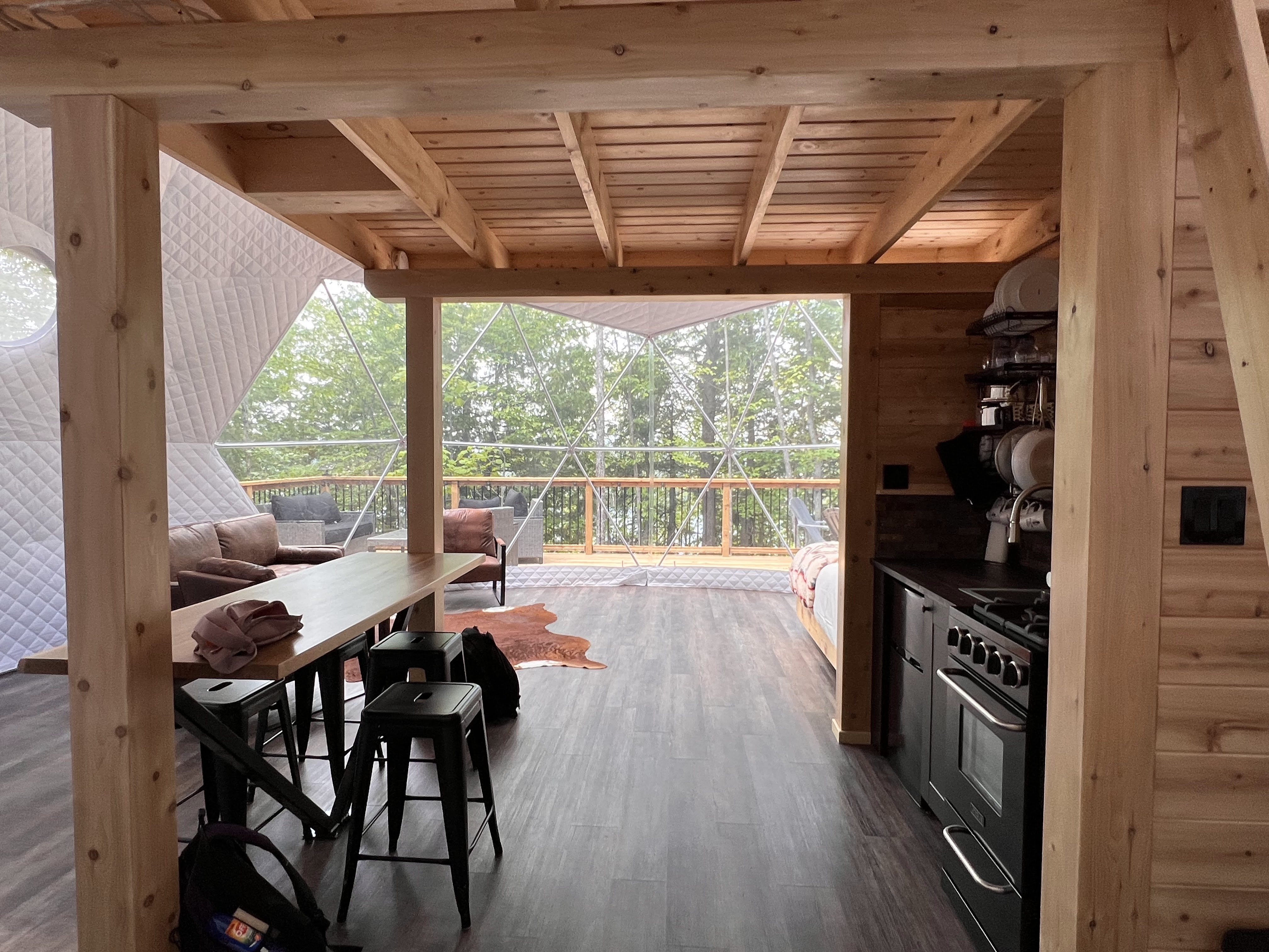 We stayed in the Maple House and loved the giant deck and bedroom loft area with a skylight.