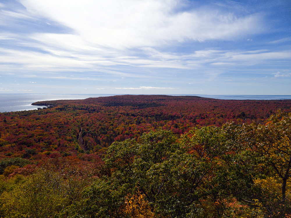 The Edmund Fitzgerland Lookout provides one of the loveliest views over Lake Superior