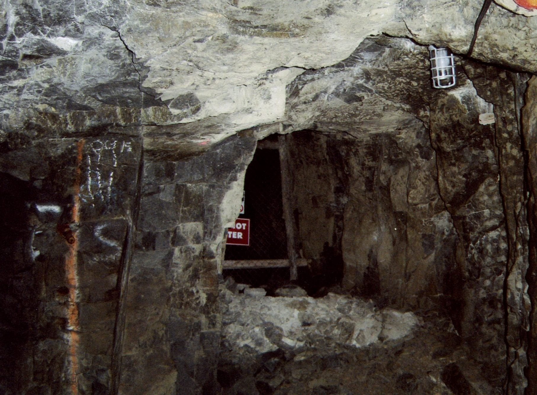 A dark mining cave in Cobalt.