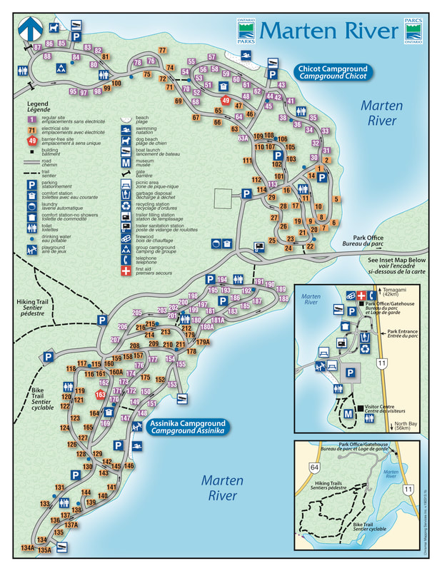 a map of the Marten River Provincial Park campground