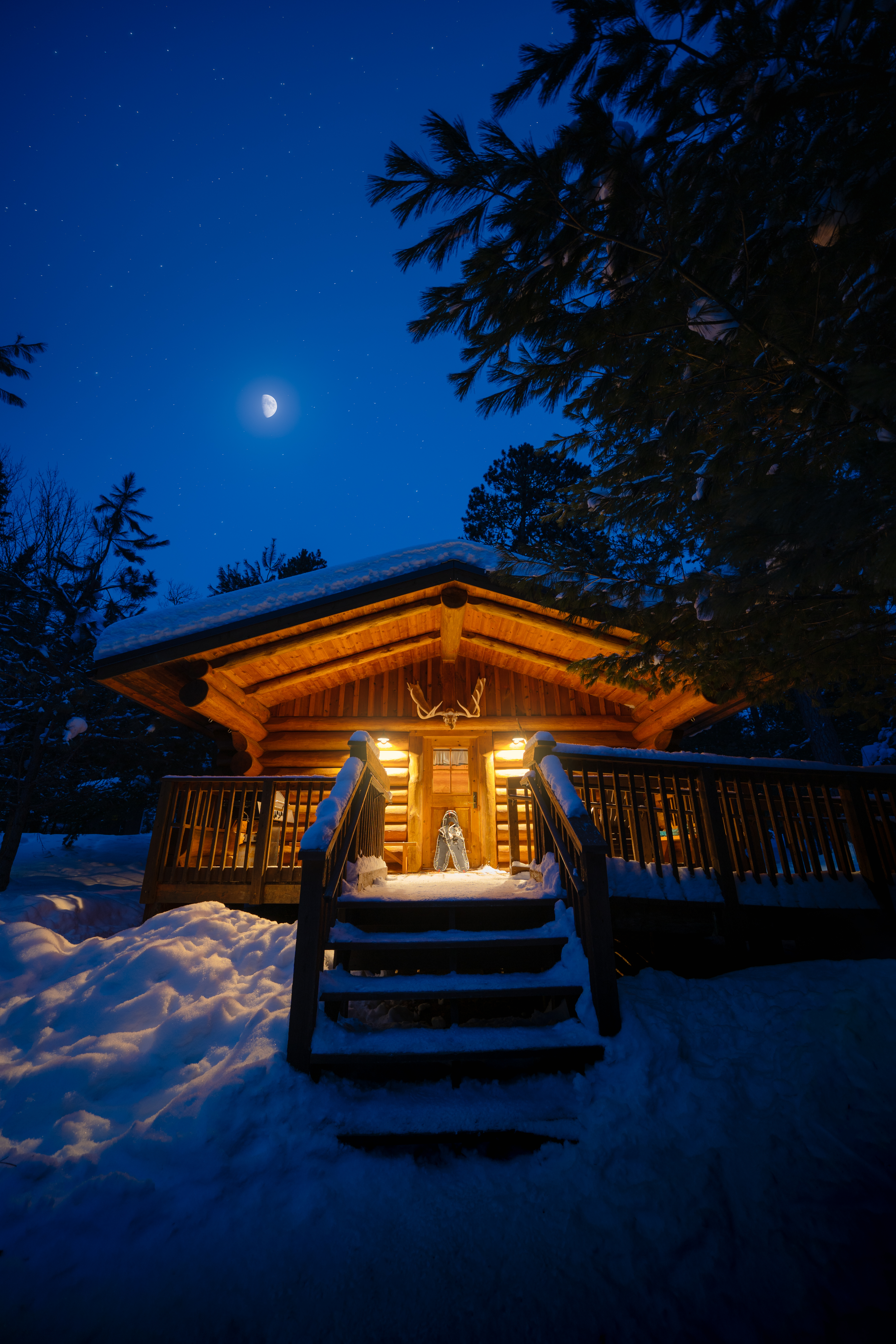 warm entrance to a Quetico Cabin on a snowy winter night