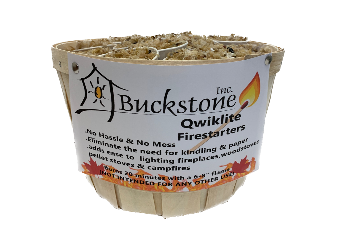 a large bucket of Buckstone "Firestarters" individual kindling packets