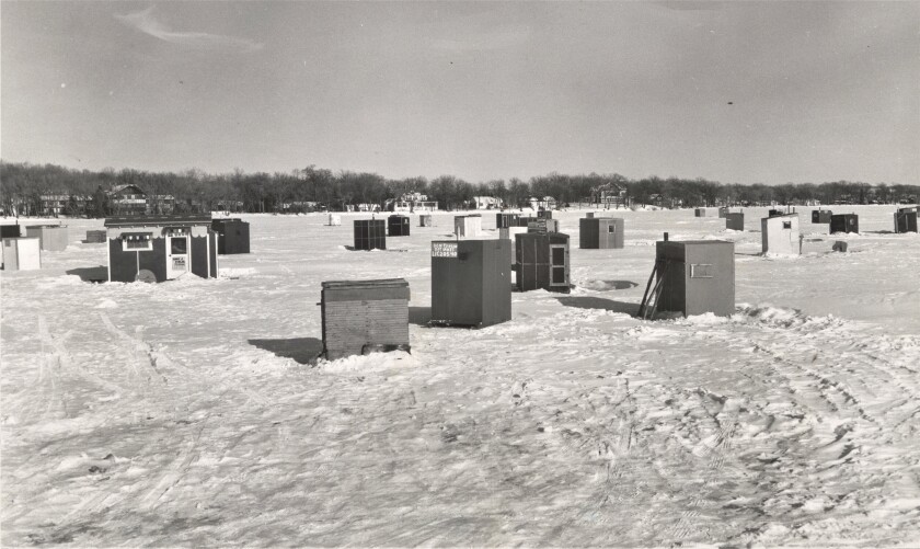 ice shanties in the good old days - image Becker County Museum