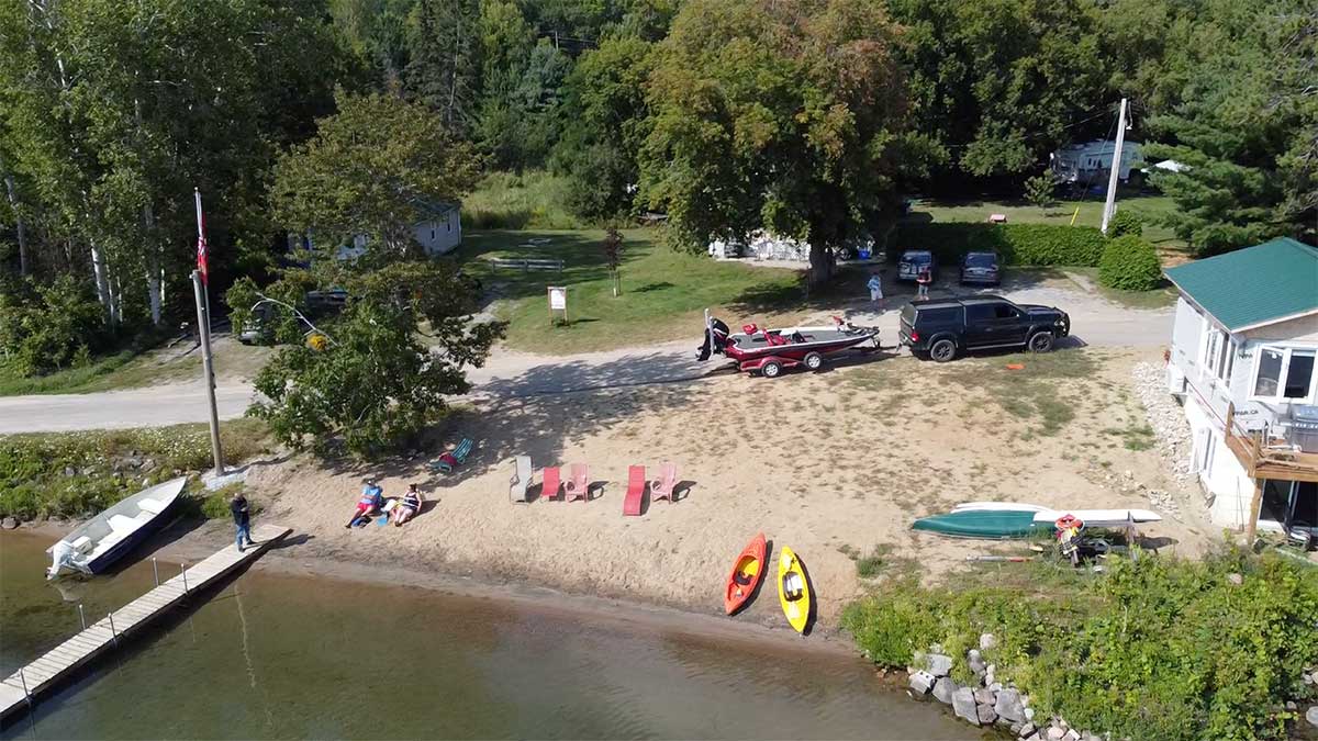 aerial sandy beach cottages lake clear