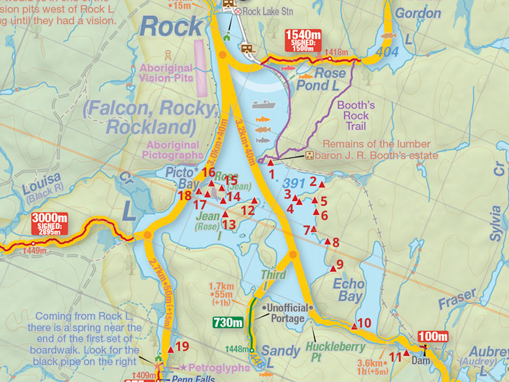 A map of Rock Lake Campground and area