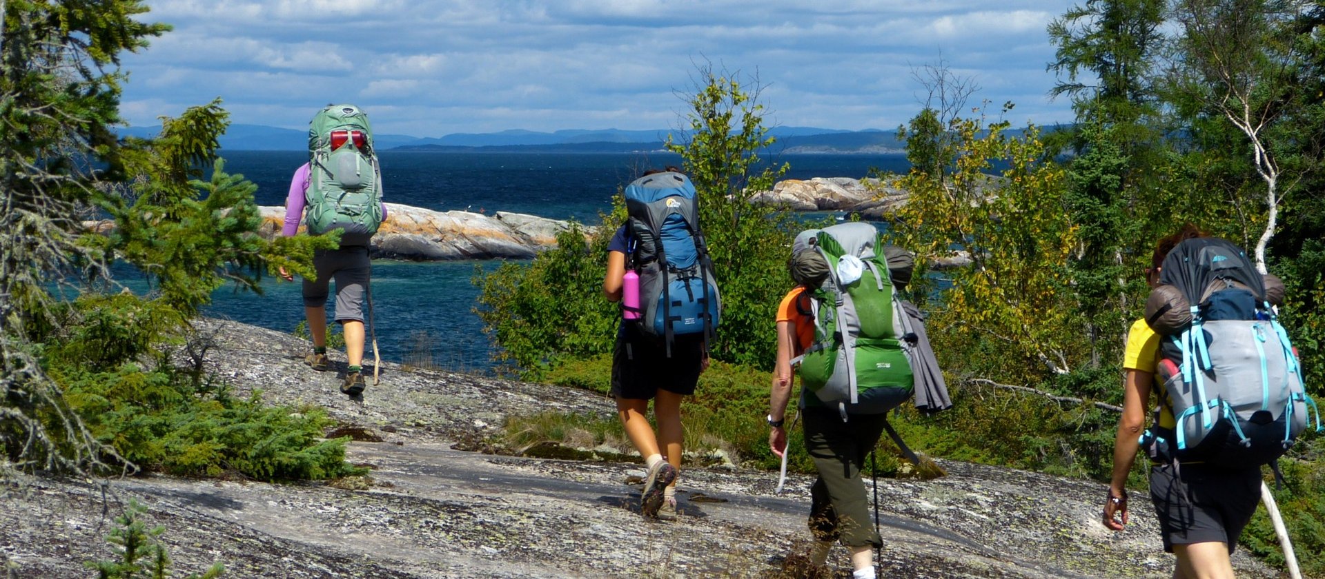 a group of backpackers at Pukaskwa National Park
