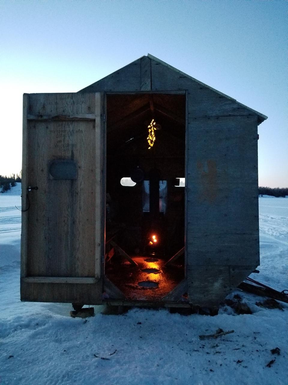 Ice shacks keep you warm while ice fishing