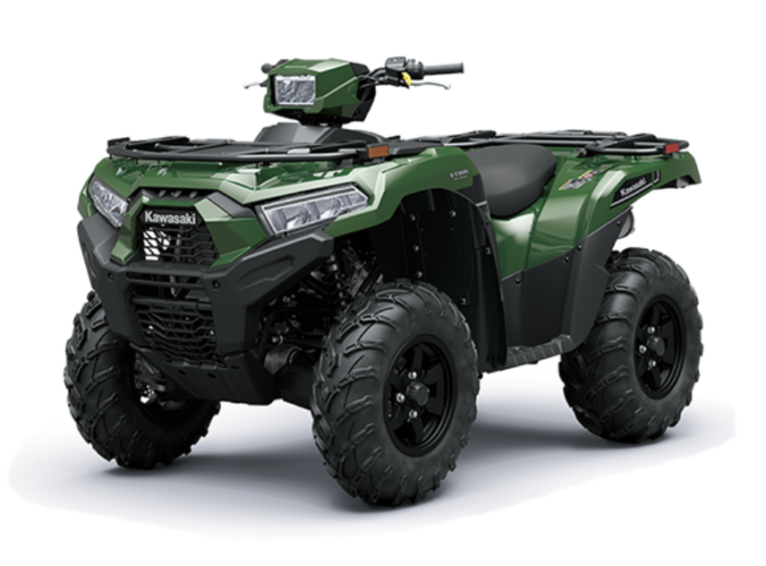 A shiny new 2024 Kawasaki Brute Force 750 in Timberline green.