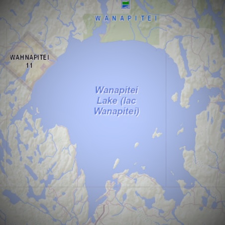 A map of showing the outline of Lake Wanapitei