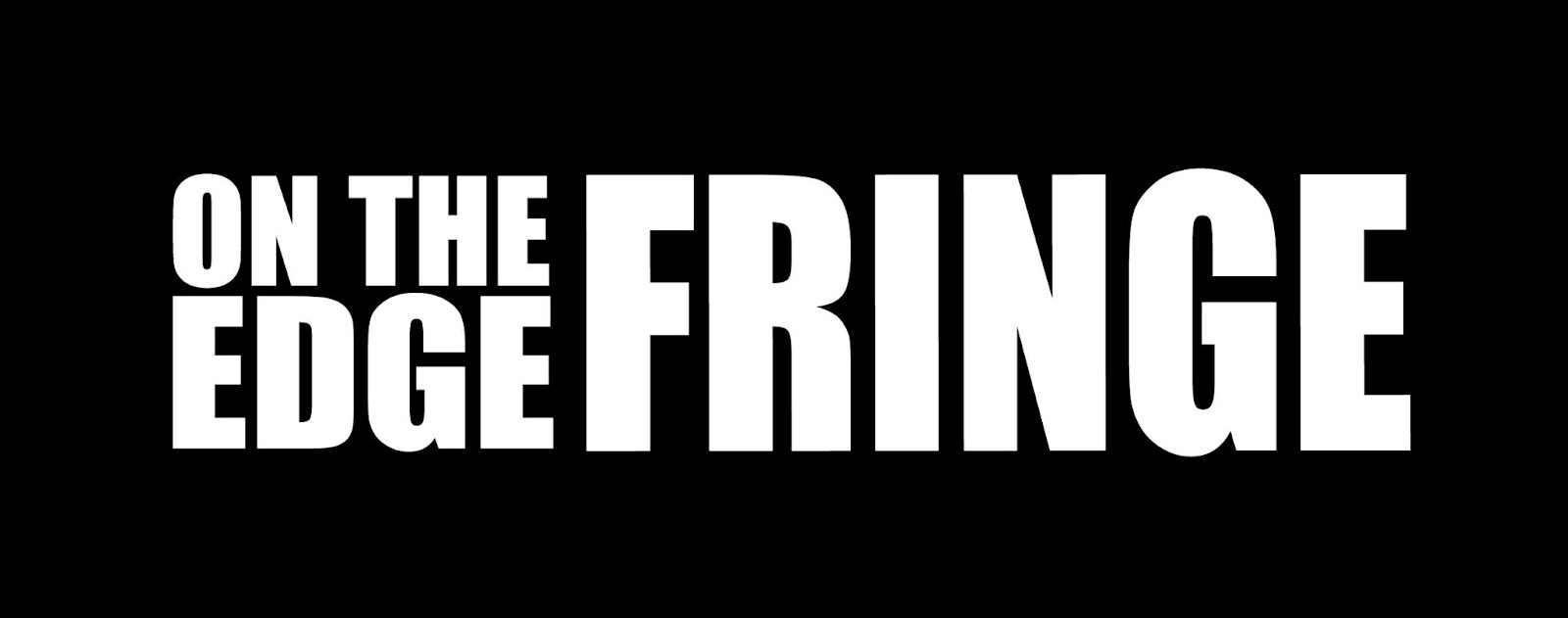 A rectangular black logo with bold white text that reads "On the Edge Fringe".