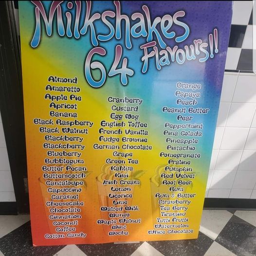 The Pine Dairy Bar Milkshake Flavours credit given to the Pine Dairy Bar's Facebook Page Timmins.jpg