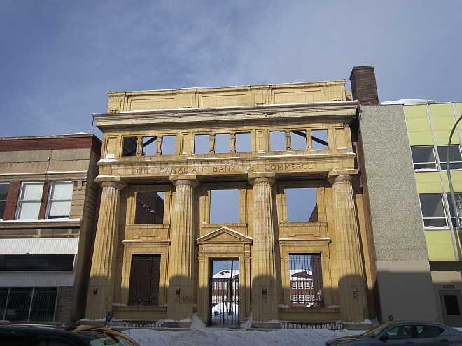 The stone Classical Revival style CIBC building, built in 1912 in Thunder Bay.