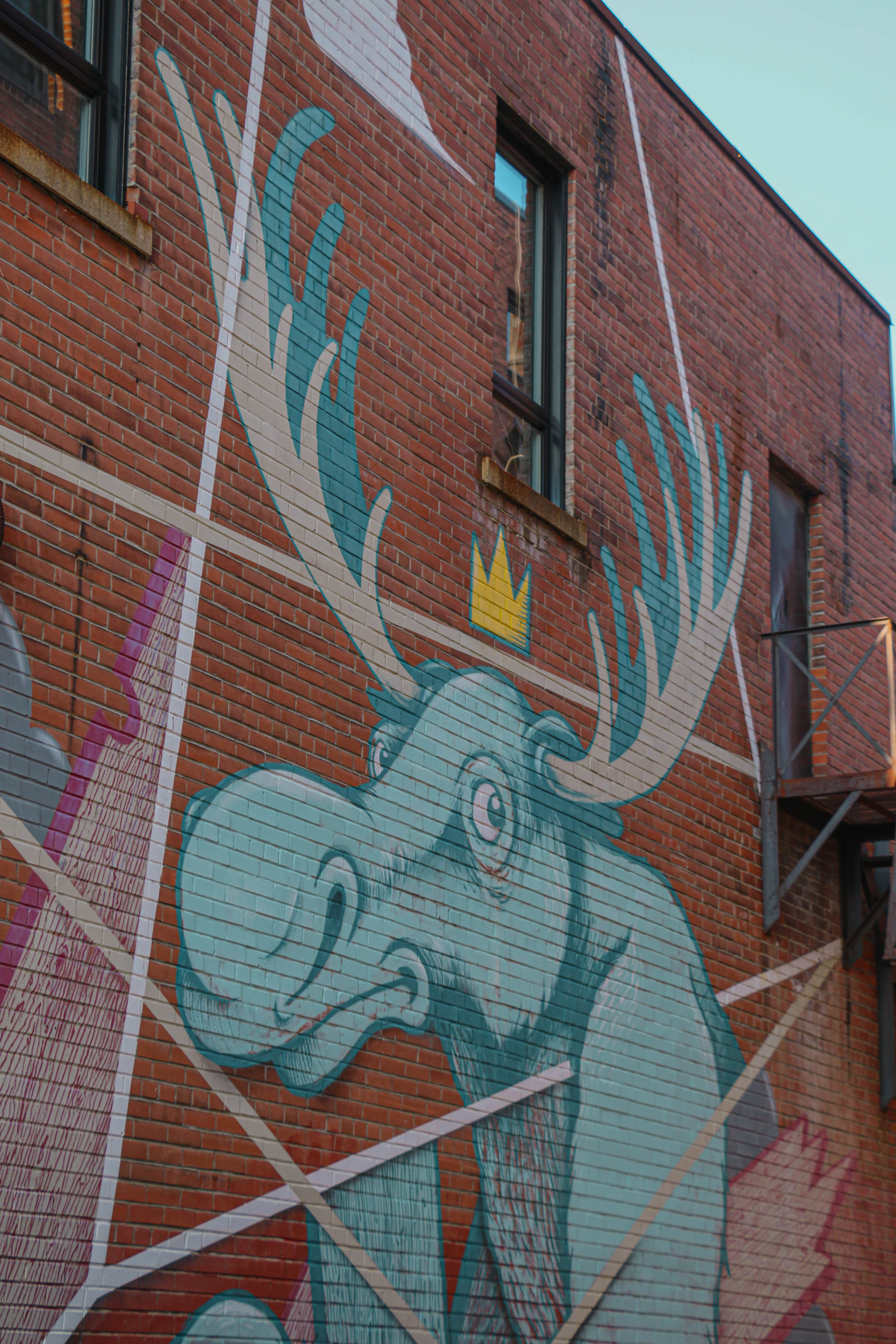 Mural of a Blue Moose