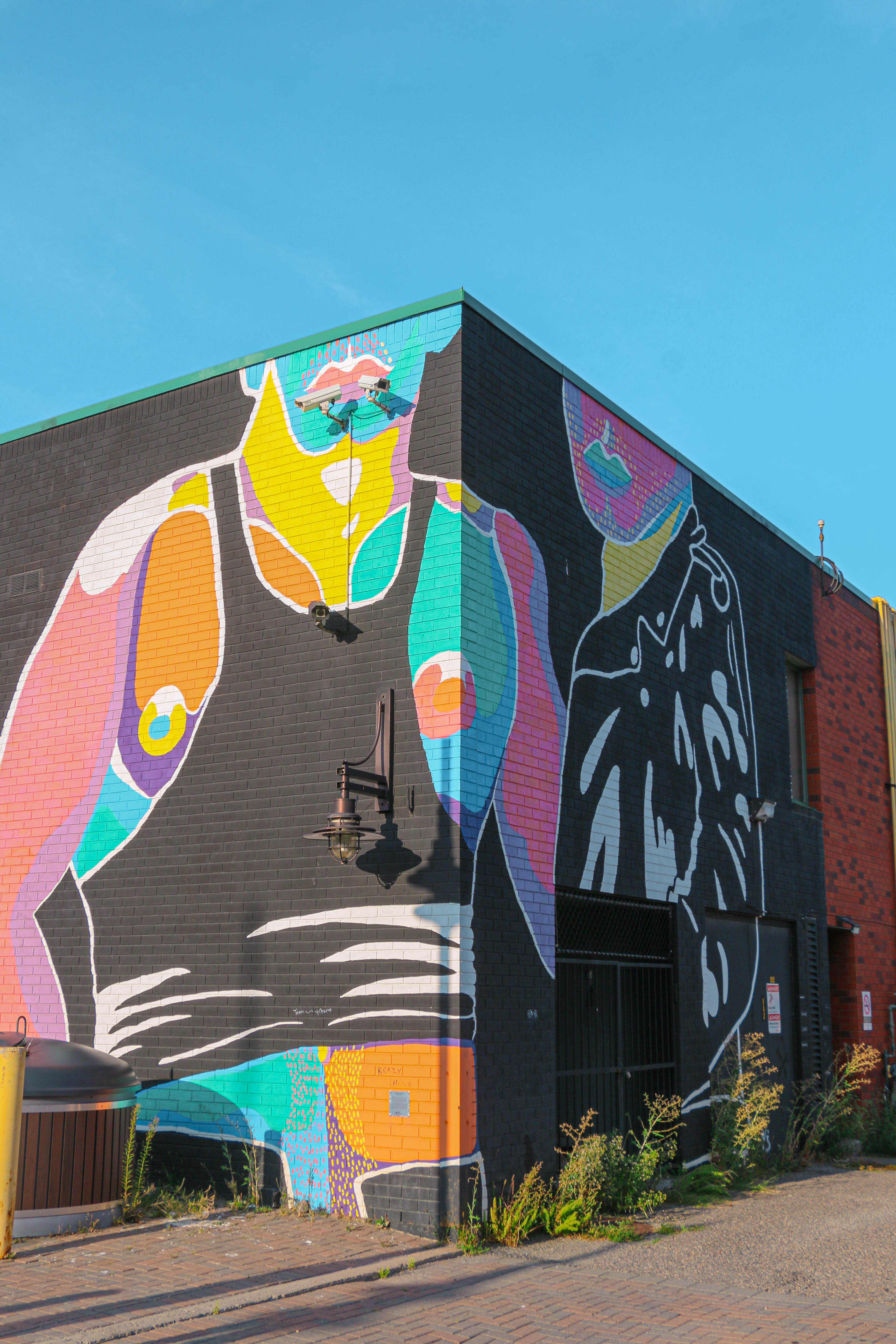 Mural of colour-blocked person 