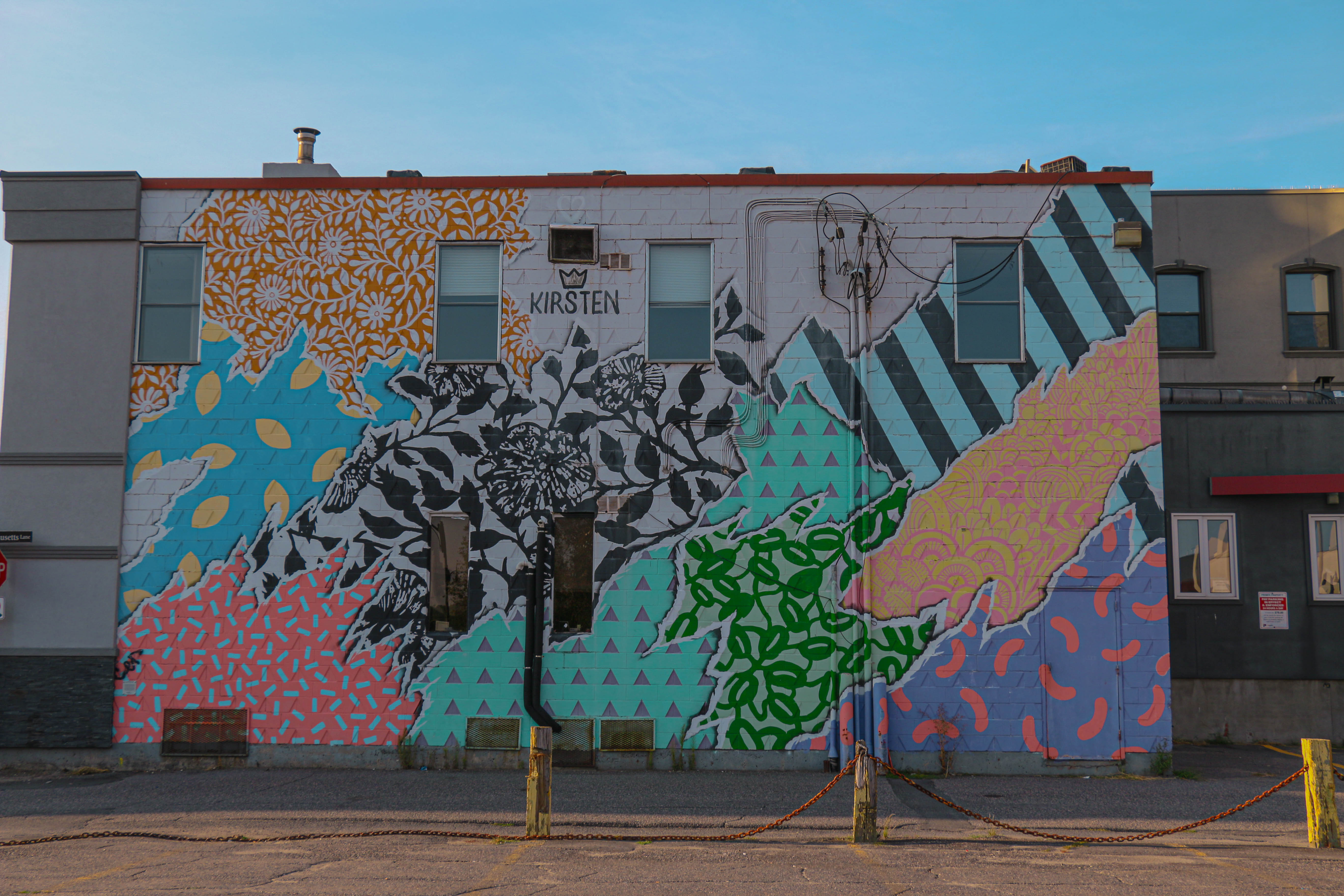 Mural of colourful patterns