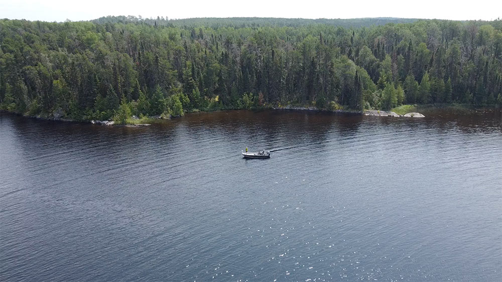 aerial view of crystal lake northwest ontario