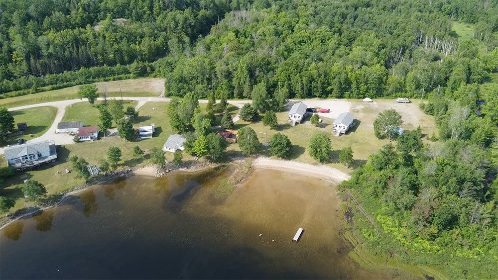 aerial view granary lake retreat algoma country