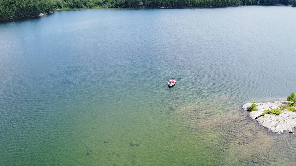 aerial lake lauzon fishing boat