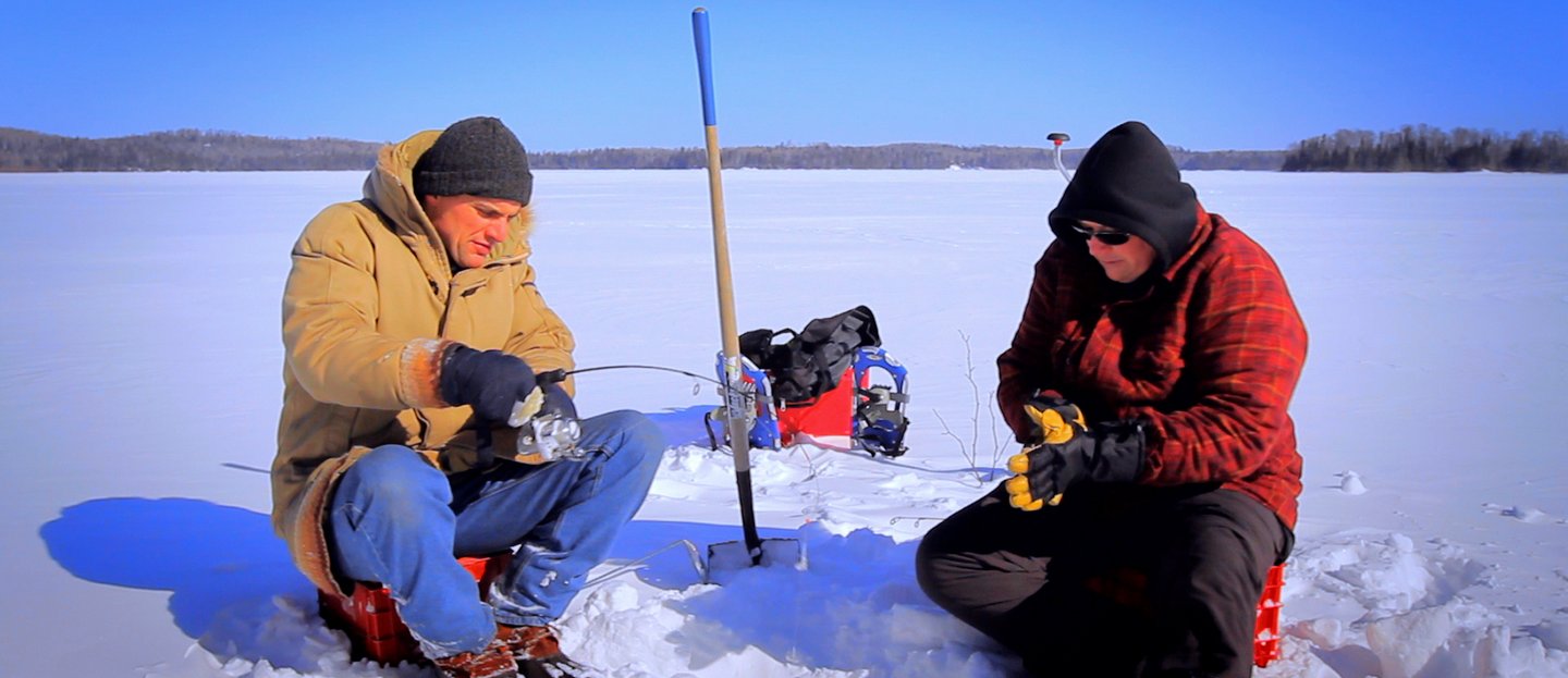 Ice fishing on Lake Superior near Thunder Bay