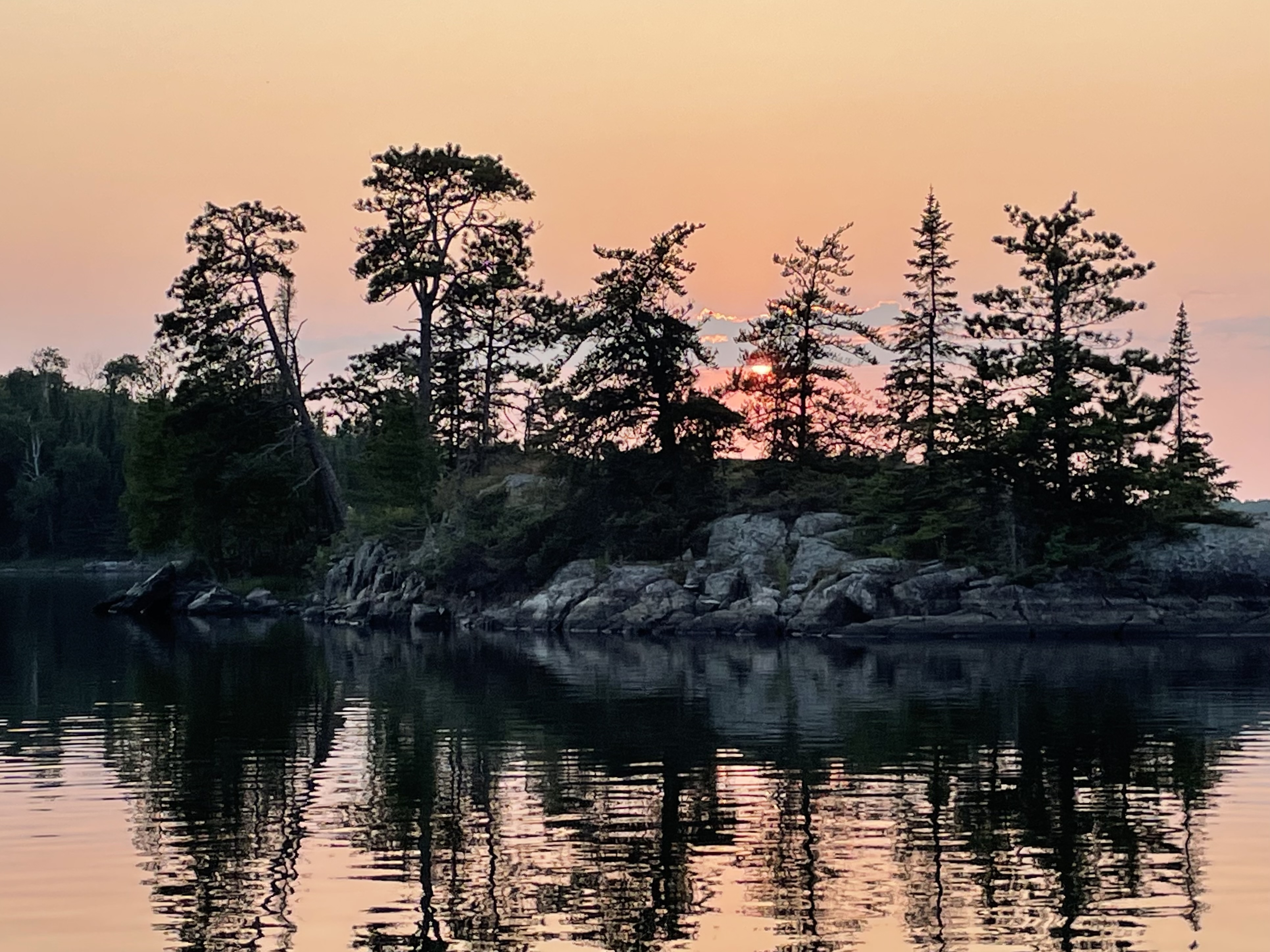 Island at sunset on Lake of the Woods