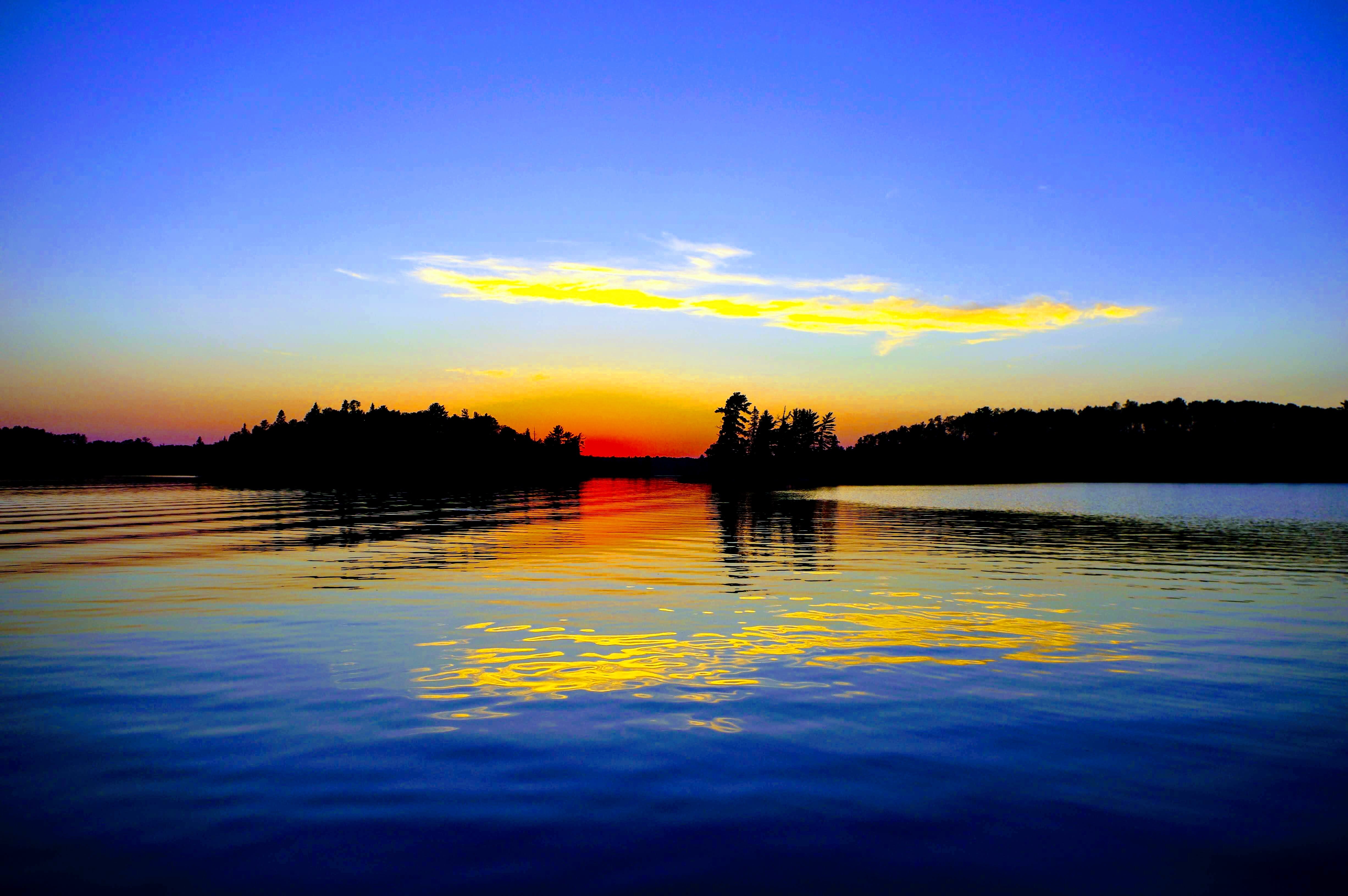 Beautiful sunset over Lake of the Woods in Northwestern Ontario