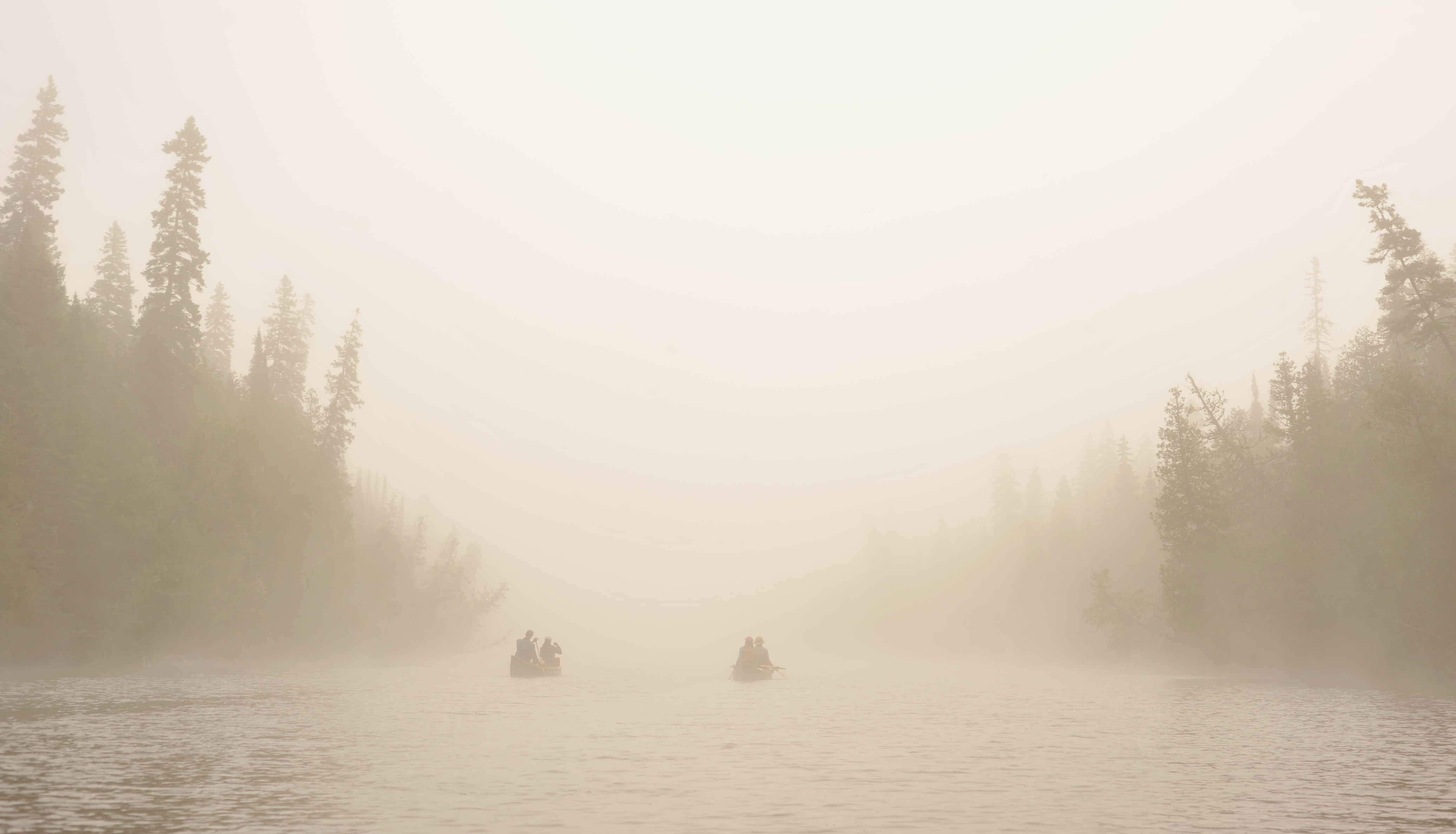 Canoeing Canoe Lake in the fog. Credit: Virginia Marshall  | @wander.winne