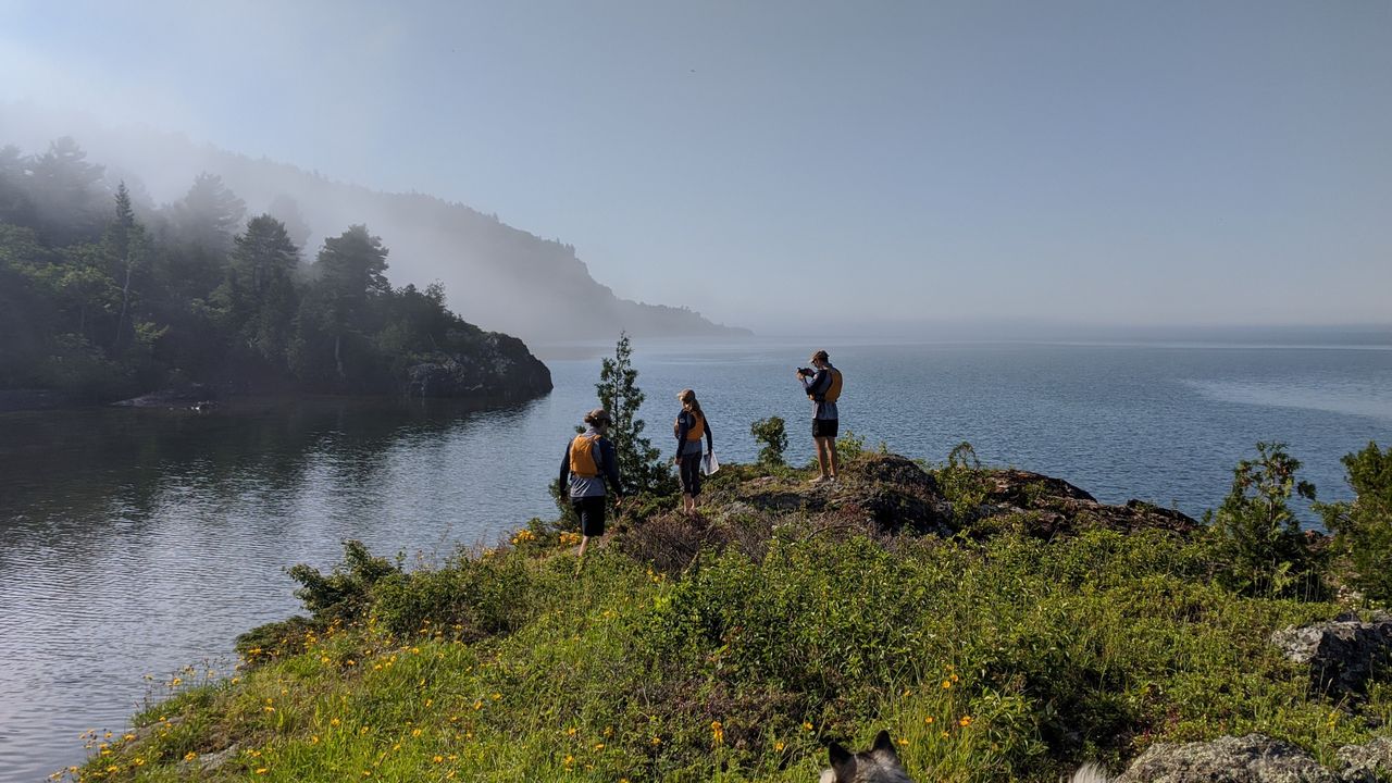 Scouting routes from Gros Cap near Whitefish Bay. Credit: Ryan Walker | Forest the Canoe