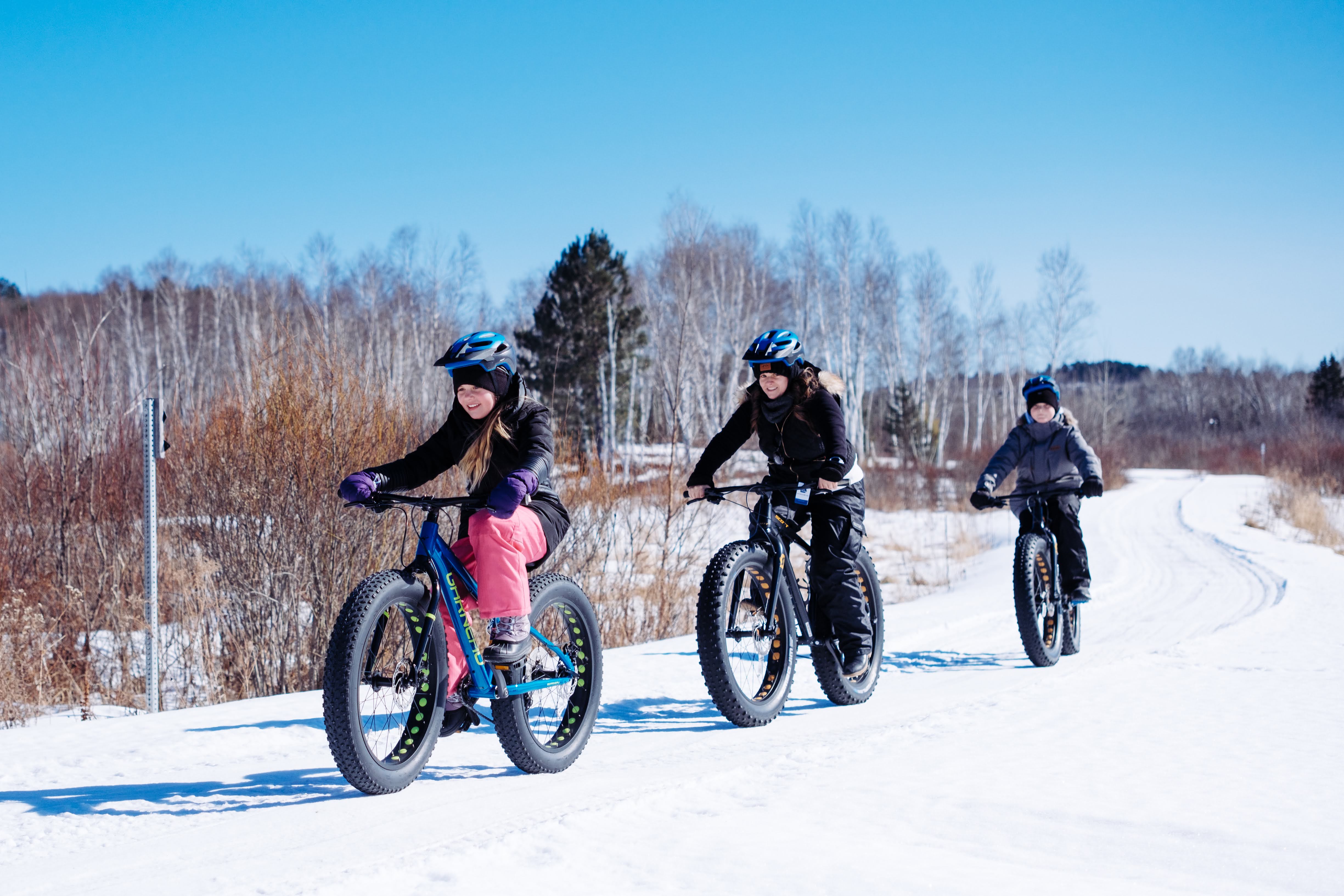 Family Fat Biking in Kivi Park, Sudbury, Ontario