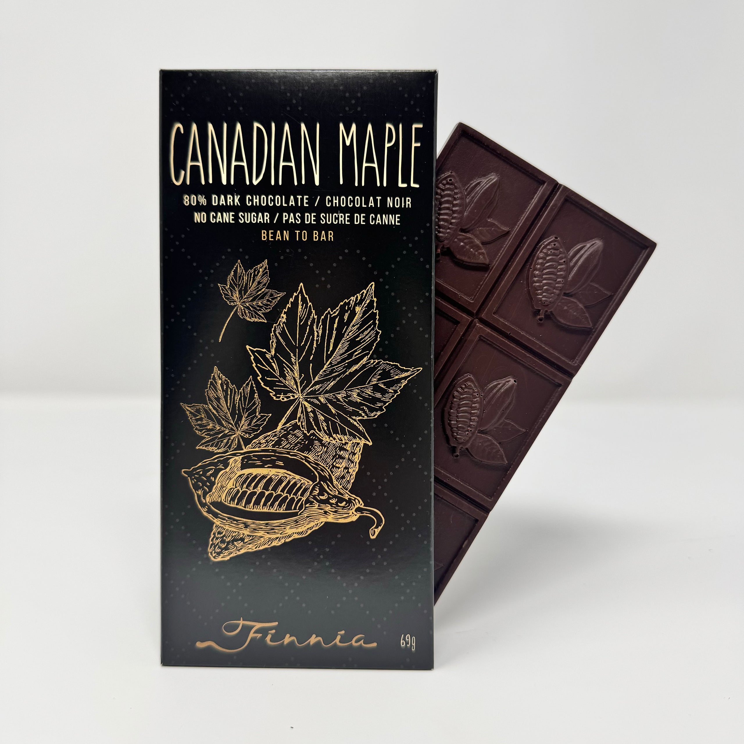 a canadian maple finnia chocolate bar