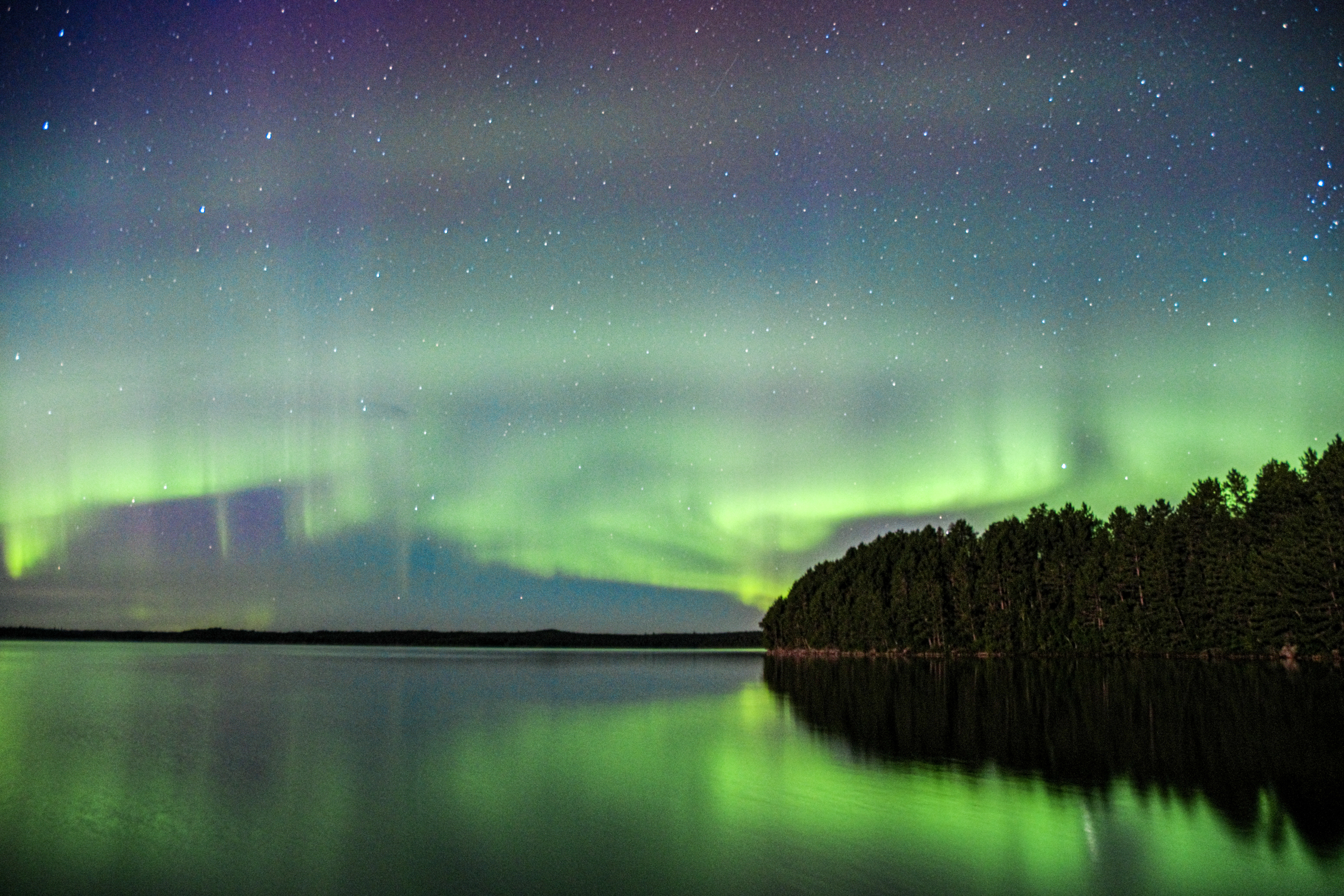 Northern lights shine bright over Clearwater West Lake