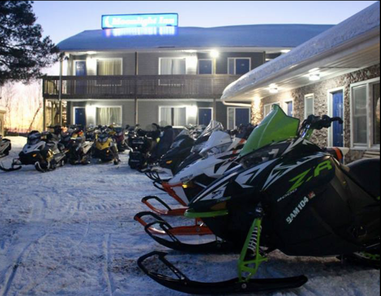 Moonlight Inn snowmobile parking lot.