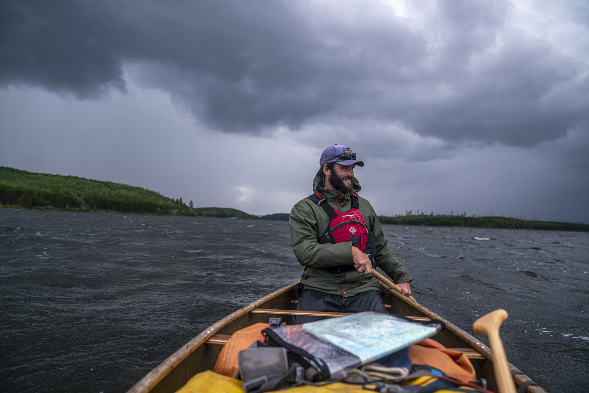 man canoeing