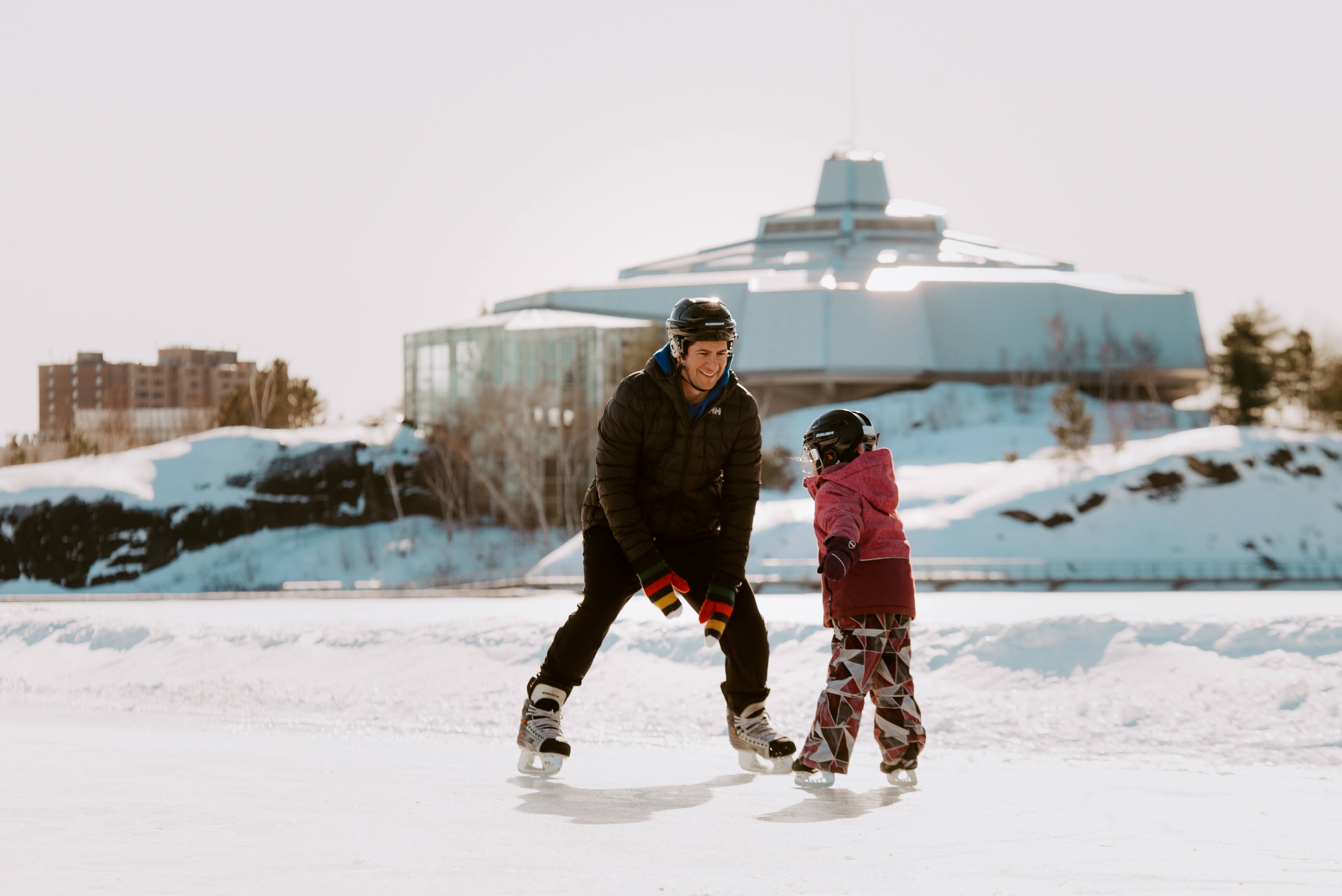 Skating on Ramsey Lake Skate Path in Sudbury, Ontario