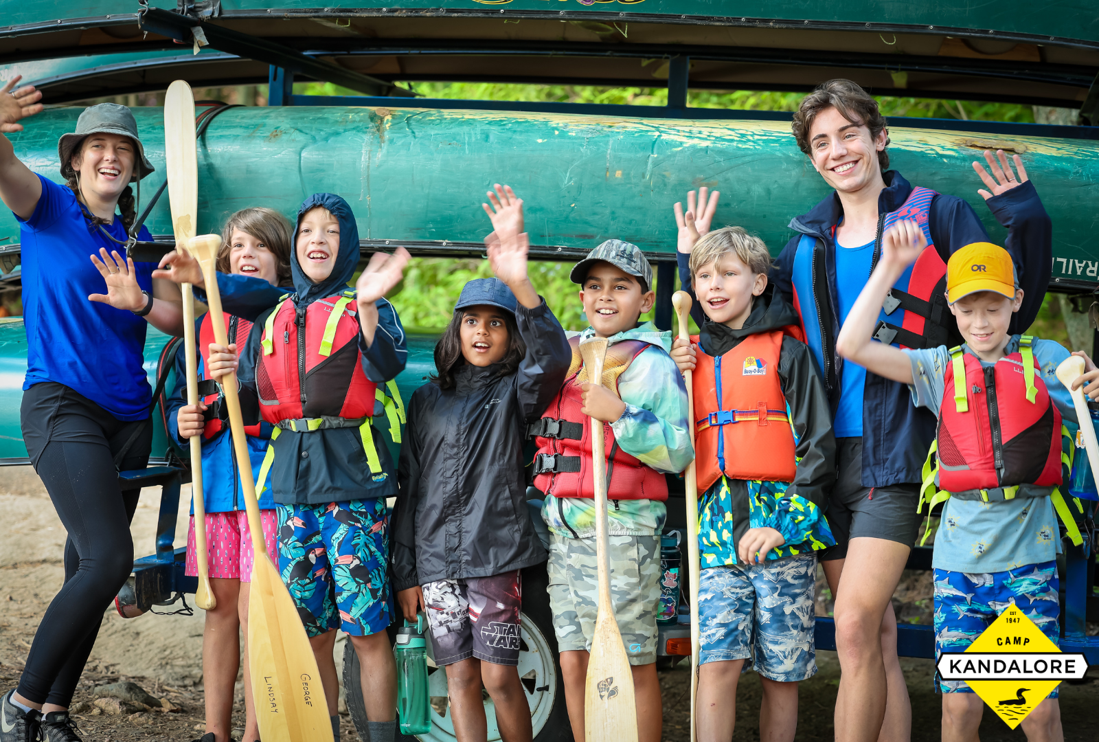 A group of young paddlers at Camp Kandalore. Credit: Camp Kandalore