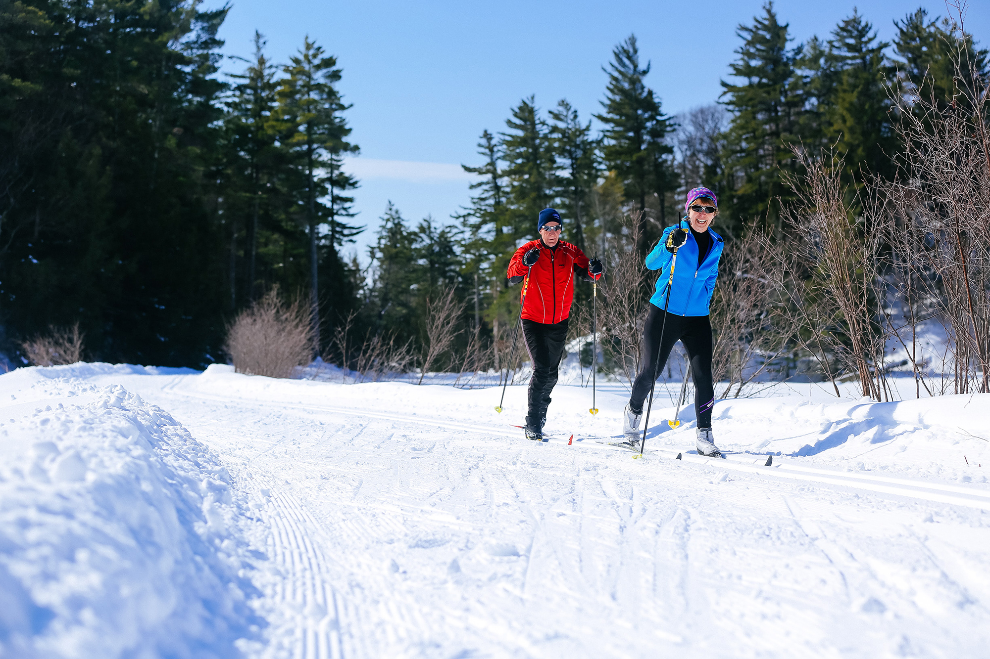 Couple XC Skiing