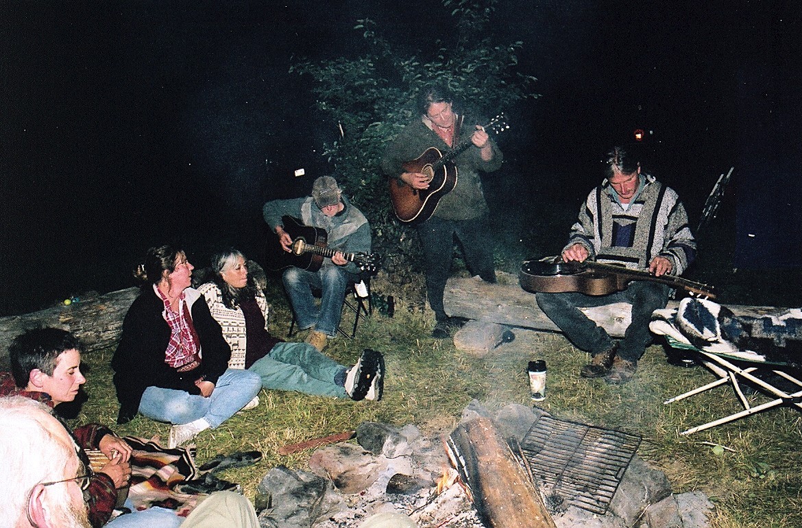 jamming around the campfire at the Trout Forest Music Festival in Ear Falls.