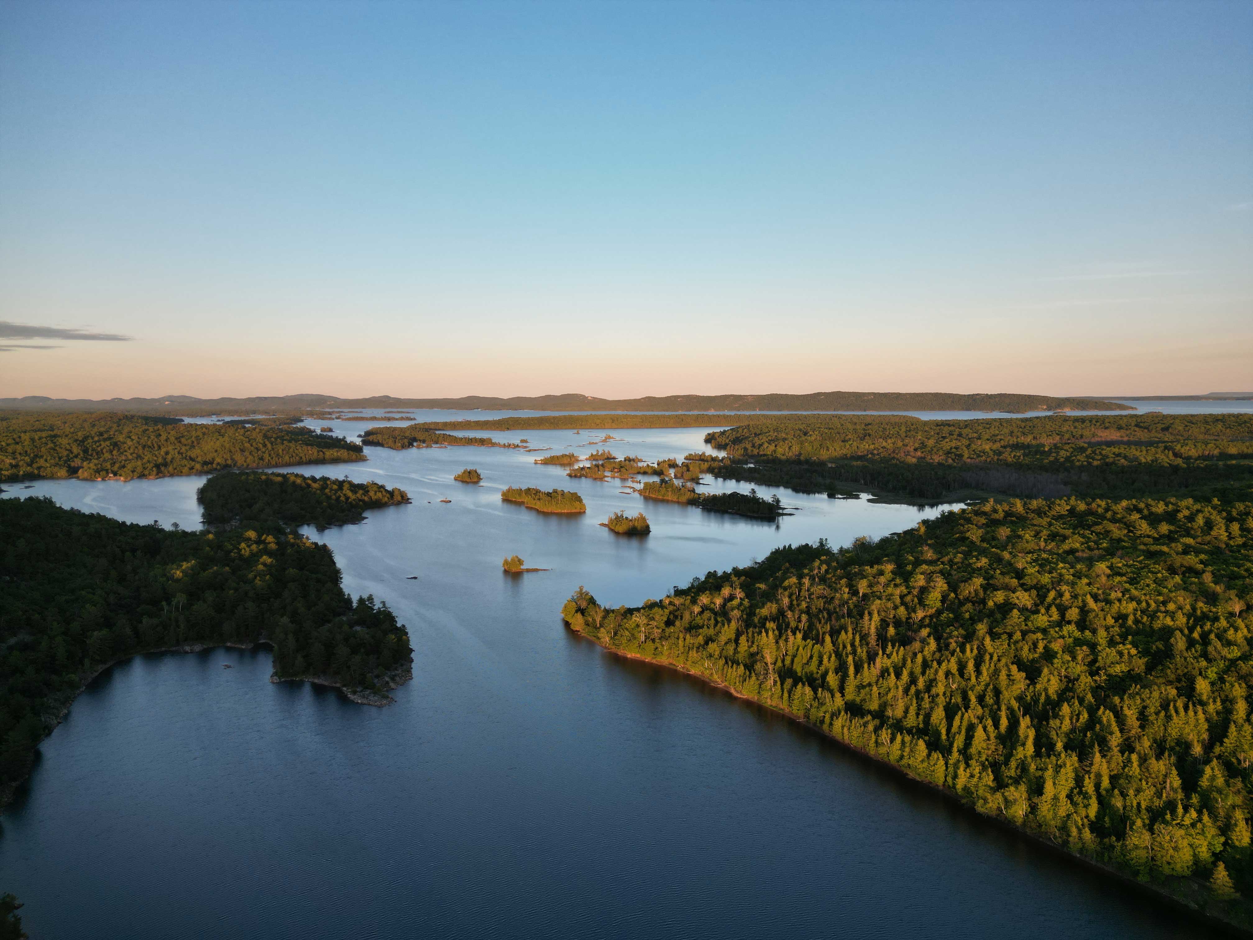 aerial view lake huron islands