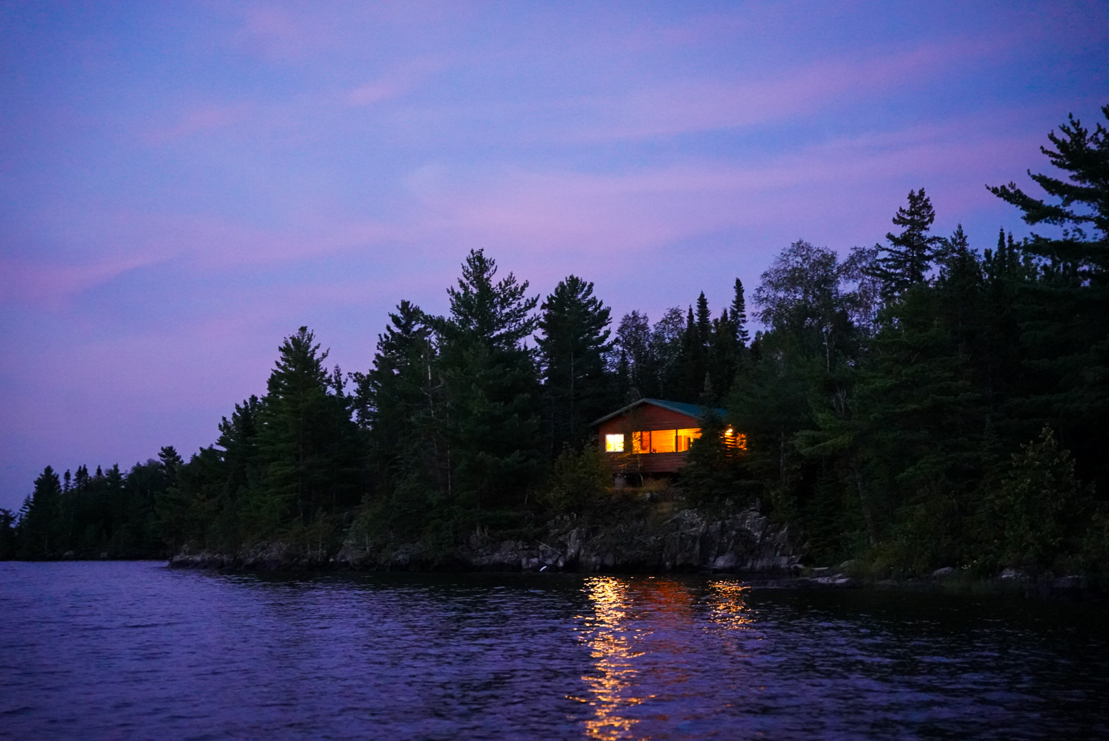 eagle lake island lodge sunset