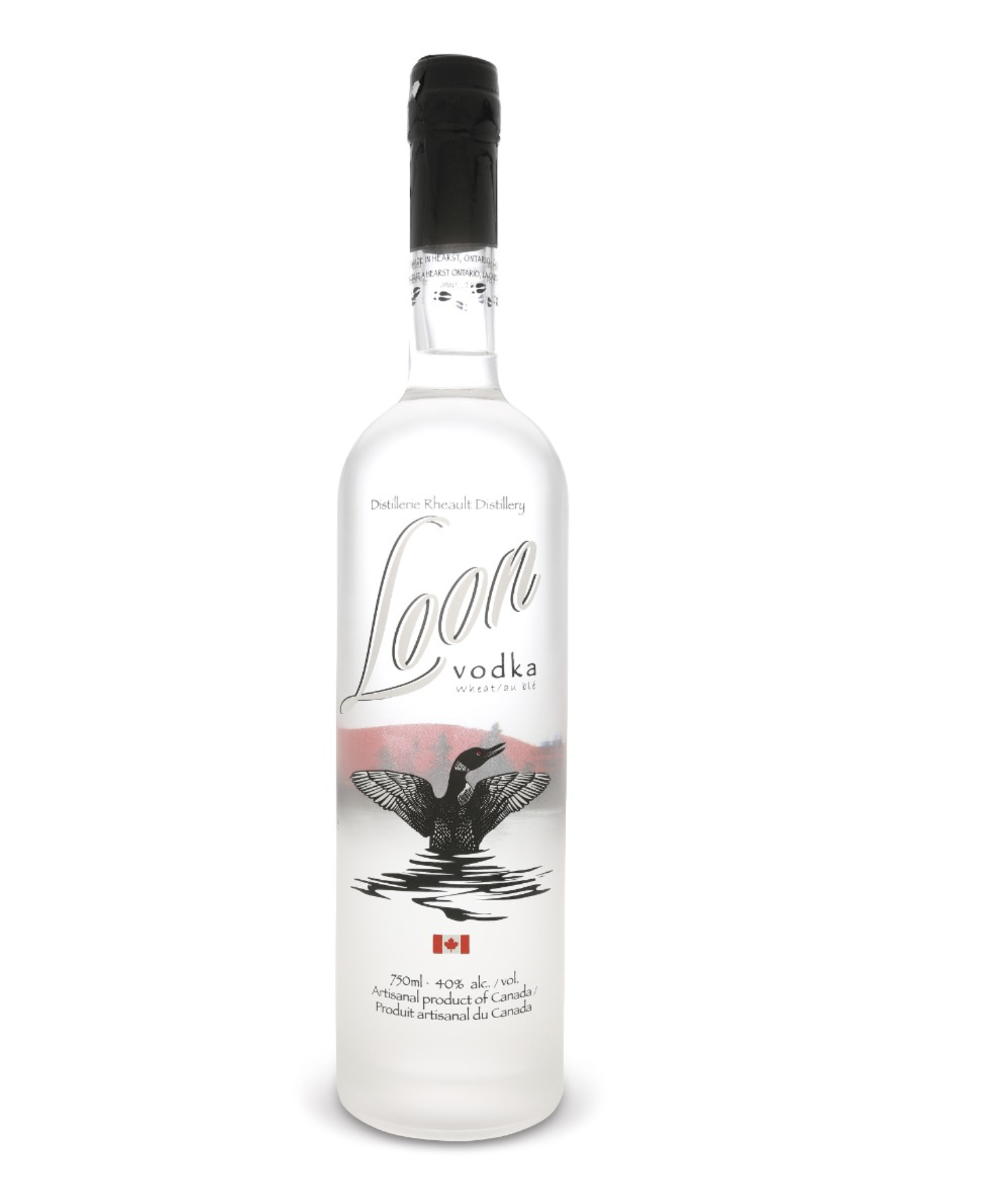 A bottle of made in Ontario Loon Vodka.