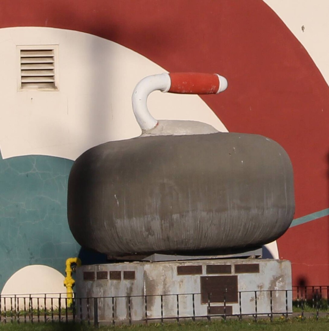 The largest curling rock statue, Thunder Bay.