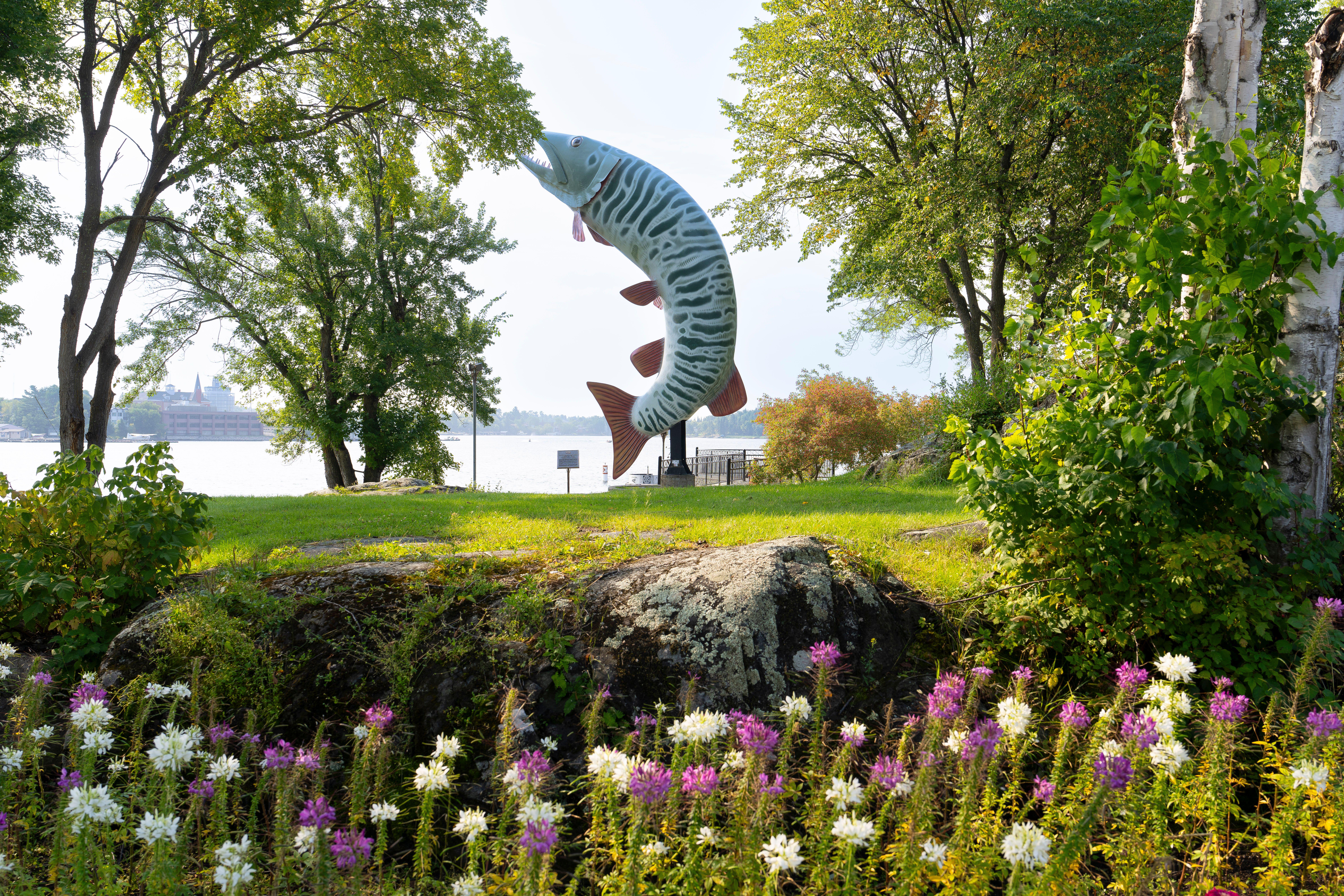 At 40 feet tall, Huskie the Muskie is an outdoor sculpture in McLeod Park in Kenora. Credit: Stephen Jaffe / Alamy