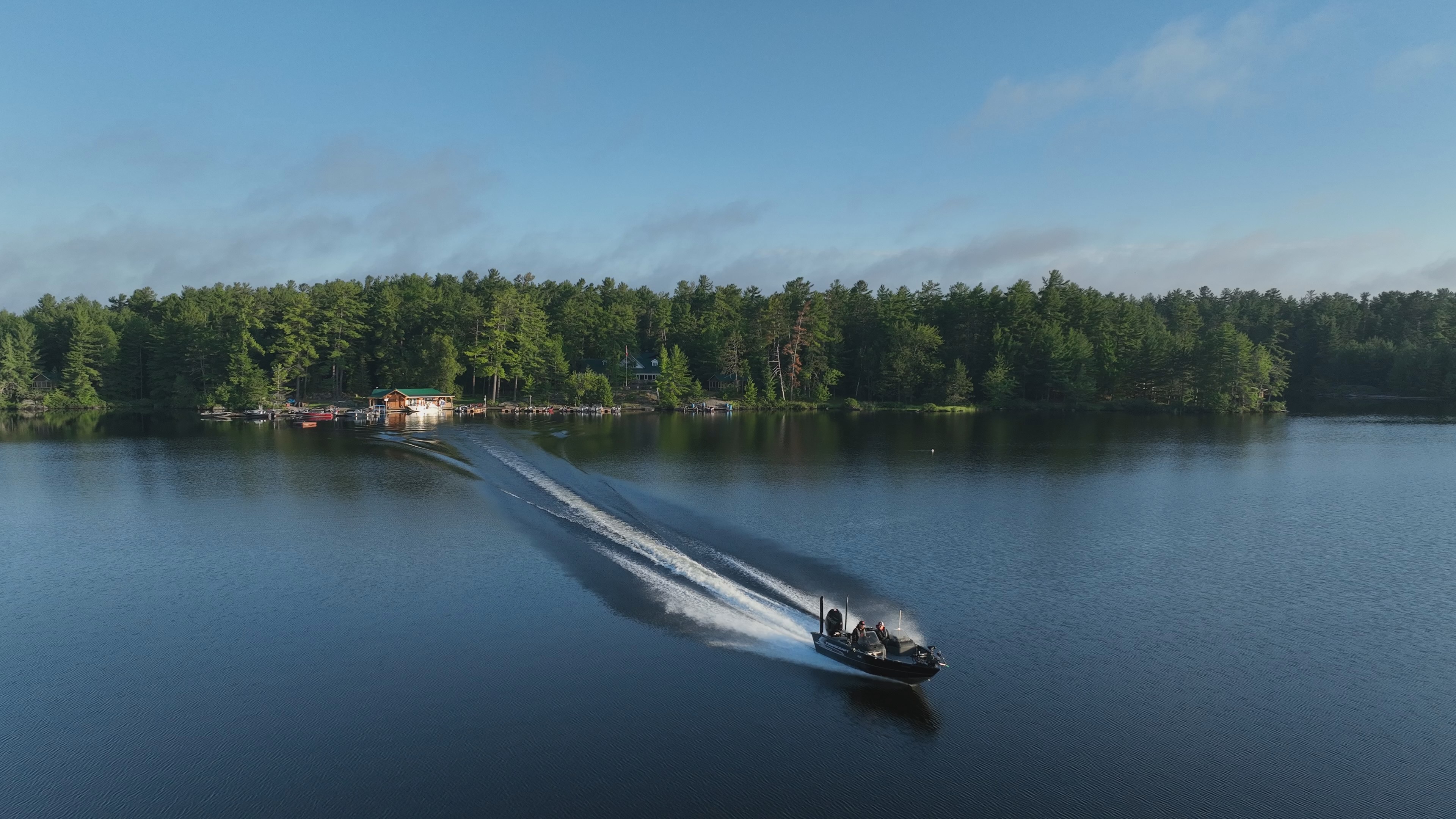 boating across a lake