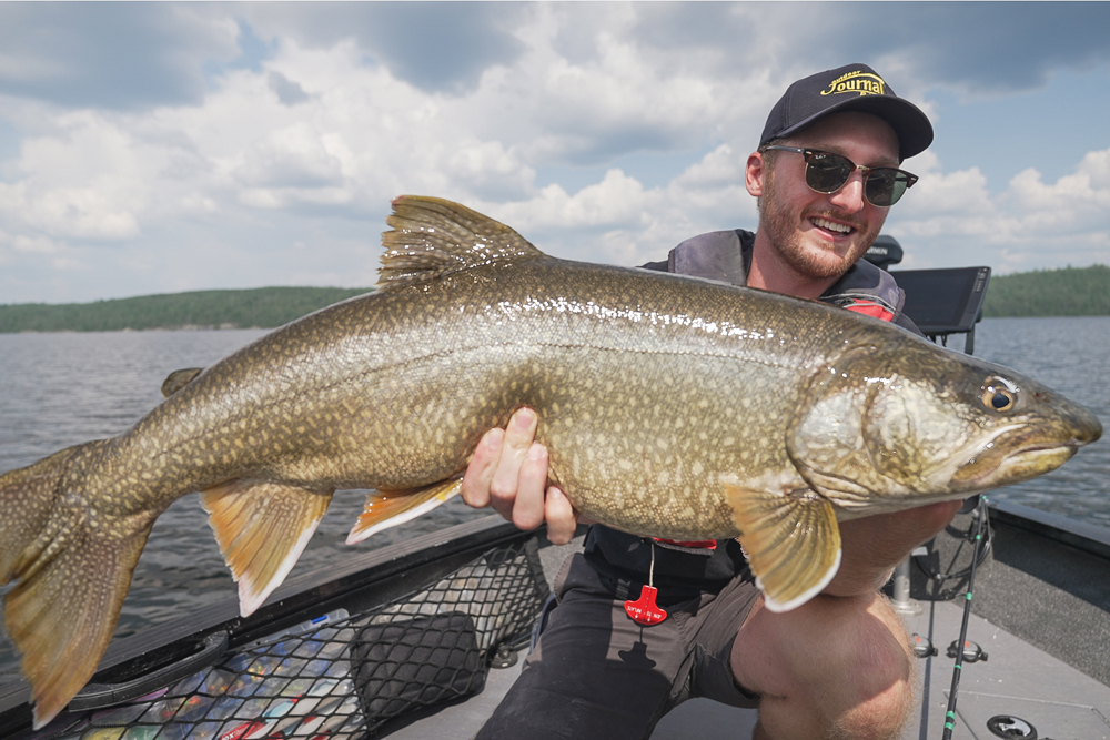 angler holding large lake trout