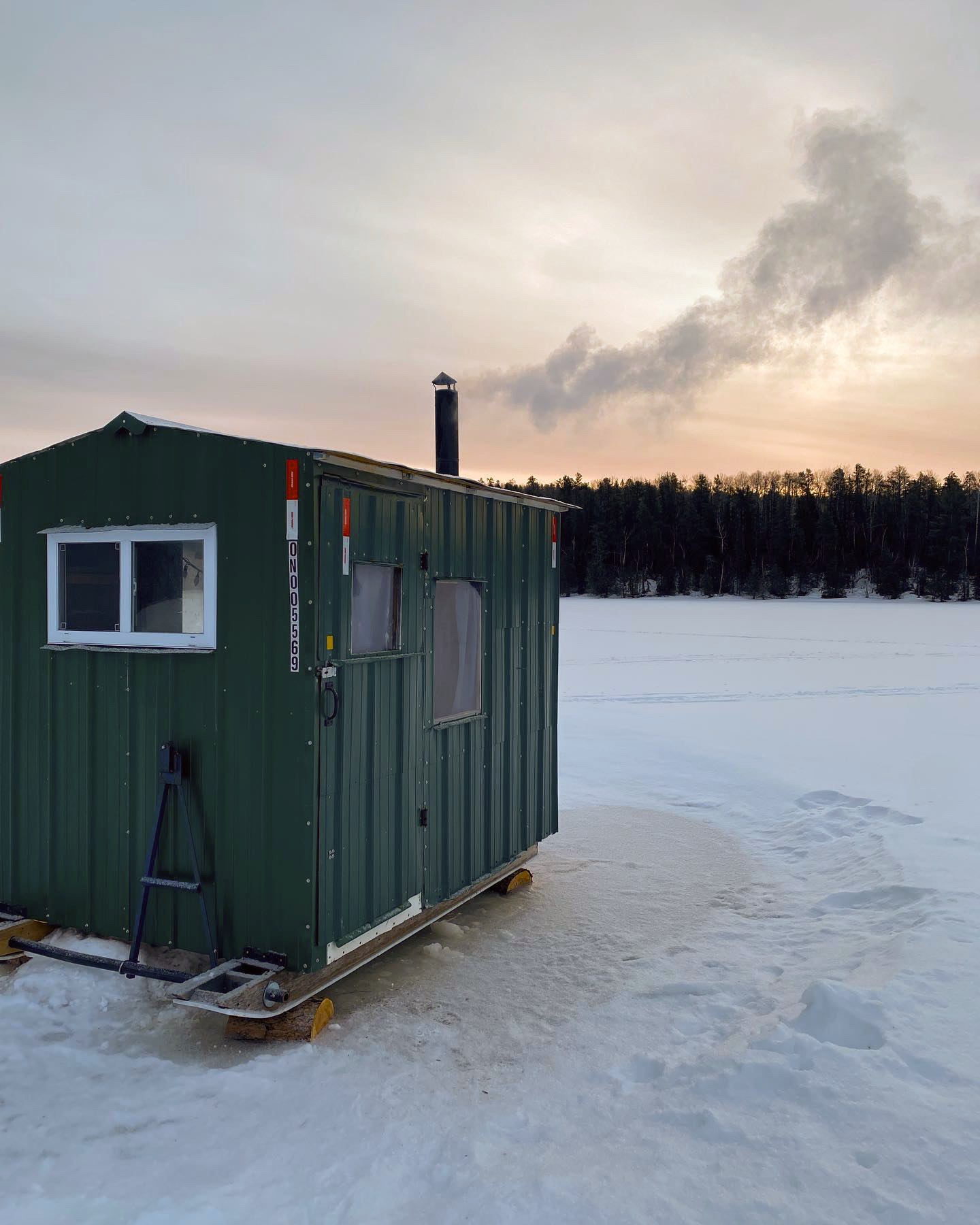 ice fishing hut at poplar point camp