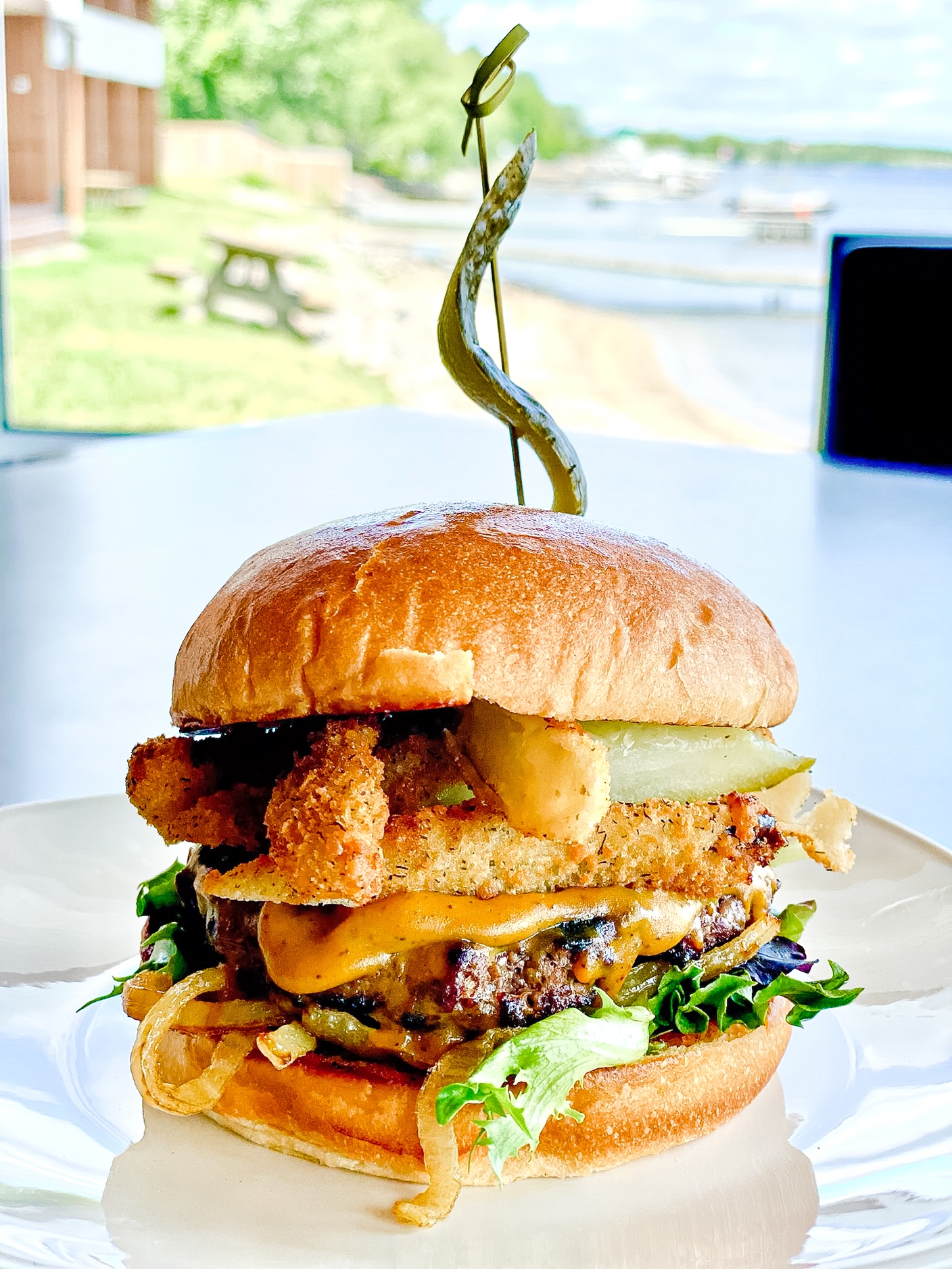 Walleye Burger at La Place Rendez-Vous.