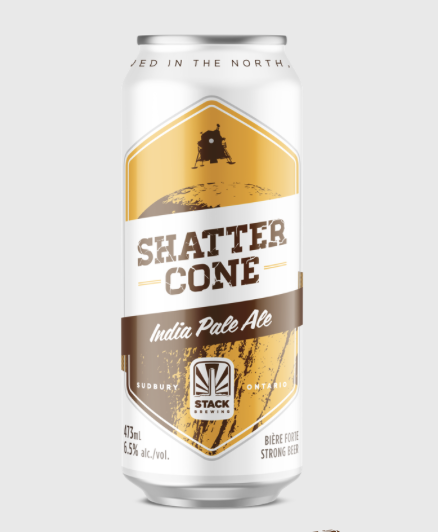 a can of beer by Stack Brewing labelled "Shatter Cone".