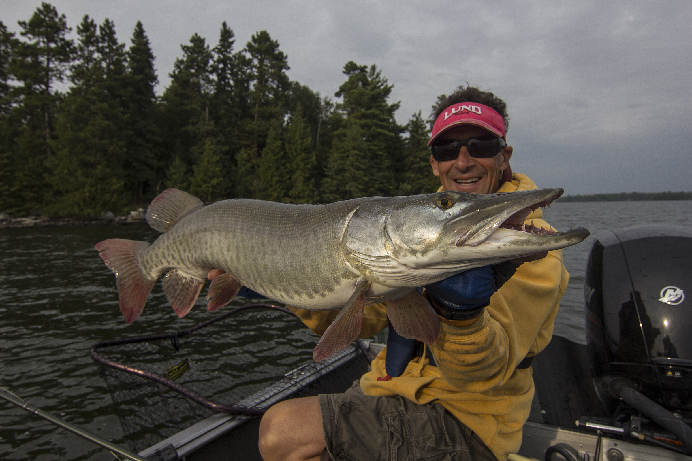 james Lindner of Lindner's Angling Edge with a Lake of the Woods muskie.